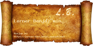 Lerner Benjámin névjegykártya
